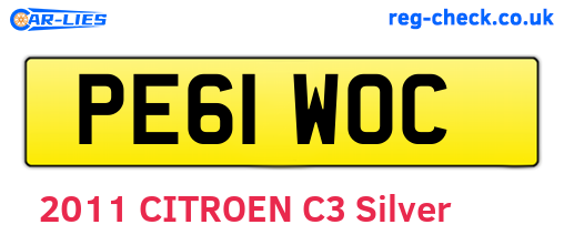 PE61WOC are the vehicle registration plates.
