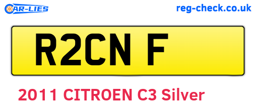 R2CNF are the vehicle registration plates.