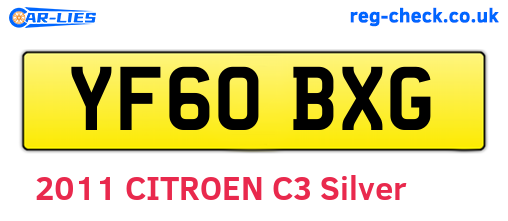 YF60BXG are the vehicle registration plates.