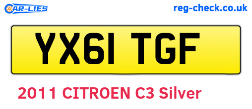 YX61TGF are the vehicle registration plates.