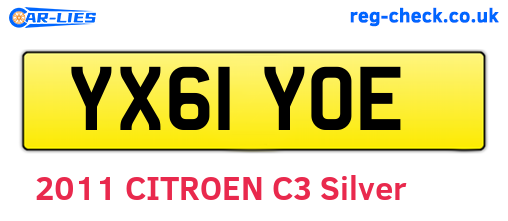 YX61YOE are the vehicle registration plates.