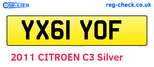 YX61YOF are the vehicle registration plates.