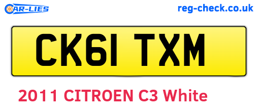CK61TXM are the vehicle registration plates.