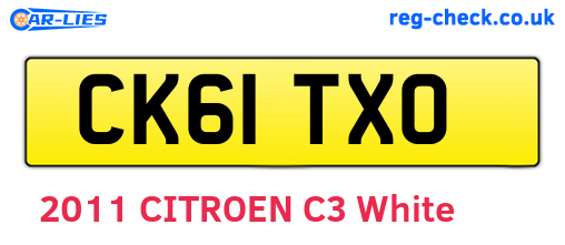 CK61TXO are the vehicle registration plates.