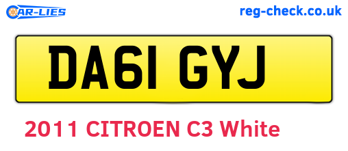 DA61GYJ are the vehicle registration plates.