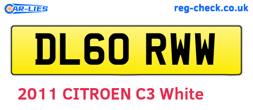 DL60RWW are the vehicle registration plates.