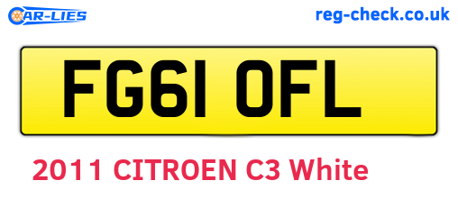 FG61OFL are the vehicle registration plates.
