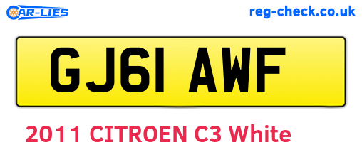 GJ61AWF are the vehicle registration plates.