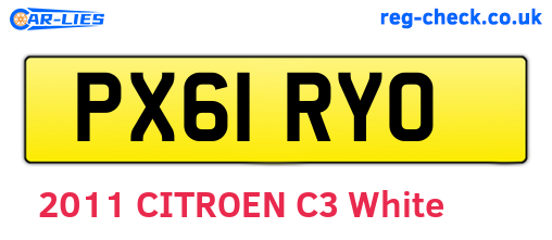 PX61RYO are the vehicle registration plates.