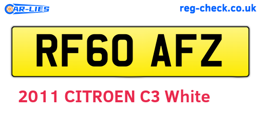 RF60AFZ are the vehicle registration plates.
