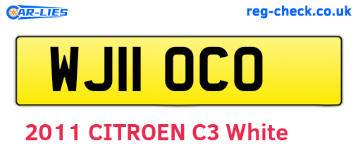 WJ11OCO are the vehicle registration plates.