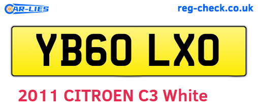 YB60LXO are the vehicle registration plates.