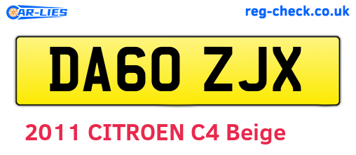 DA60ZJX are the vehicle registration plates.