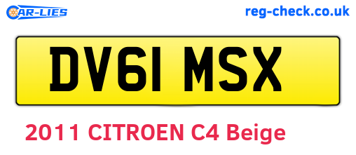 DV61MSX are the vehicle registration plates.