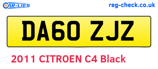 DA60ZJZ are the vehicle registration plates.