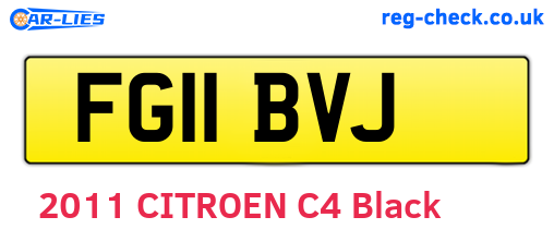 FG11BVJ are the vehicle registration plates.