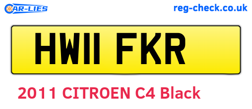 HW11FKR are the vehicle registration plates.