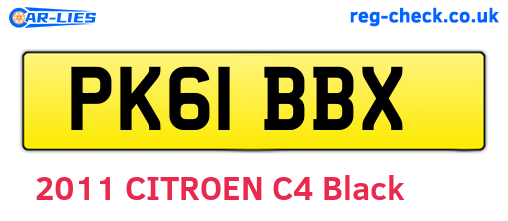 PK61BBX are the vehicle registration plates.