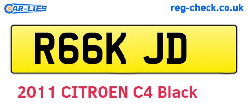 R66KJD are the vehicle registration plates.