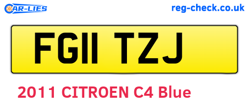 FG11TZJ are the vehicle registration plates.