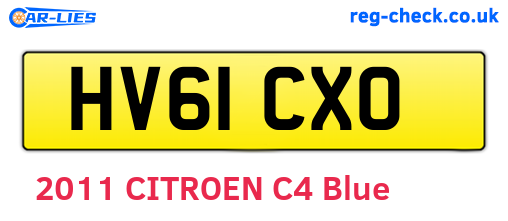 HV61CXO are the vehicle registration plates.