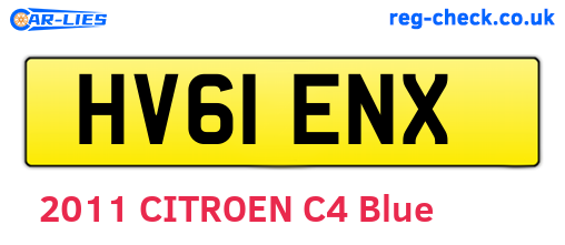 HV61ENX are the vehicle registration plates.