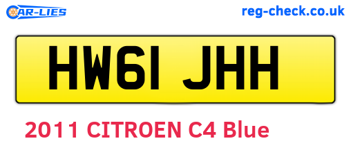 HW61JHH are the vehicle registration plates.