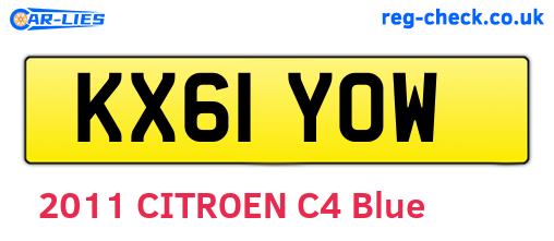 KX61YOW are the vehicle registration plates.