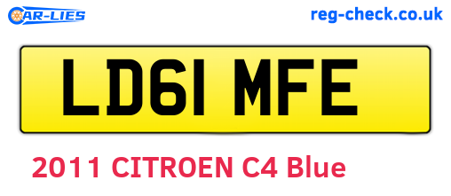LD61MFE are the vehicle registration plates.