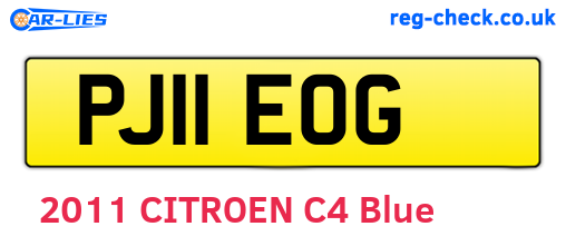 PJ11EOG are the vehicle registration plates.