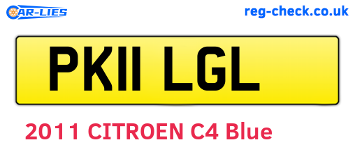 PK11LGL are the vehicle registration plates.