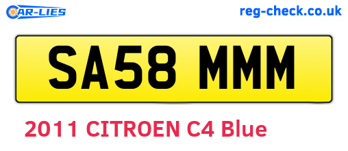 SA58MMM are the vehicle registration plates.