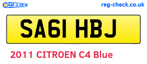SA61HBJ are the vehicle registration plates.
