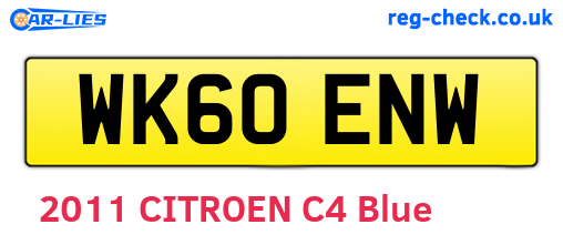 WK60ENW are the vehicle registration plates.