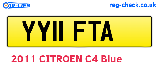 YY11FTA are the vehicle registration plates.