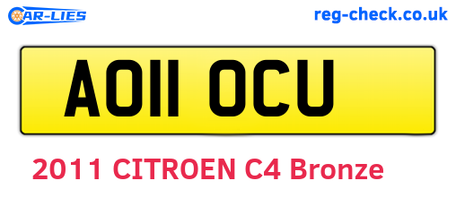 AO11OCU are the vehicle registration plates.