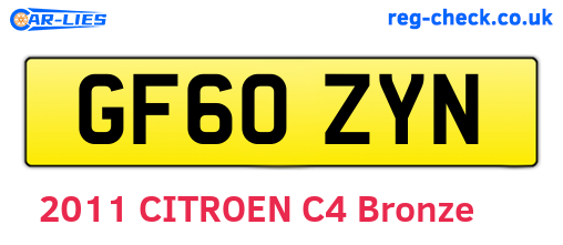 GF60ZYN are the vehicle registration plates.