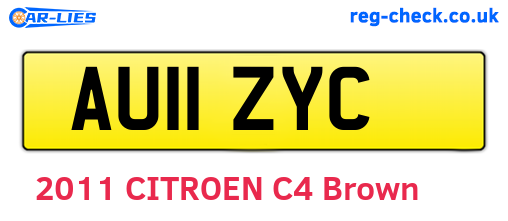 AU11ZYC are the vehicle registration plates.