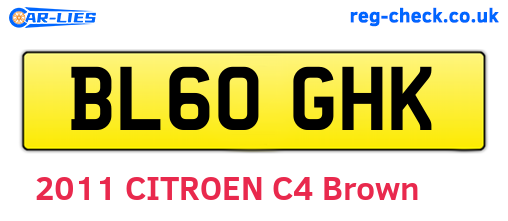 BL60GHK are the vehicle registration plates.