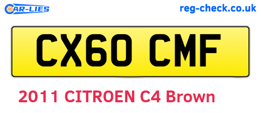 CX60CMF are the vehicle registration plates.