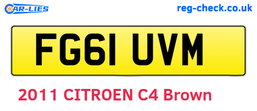 FG61UVM are the vehicle registration plates.