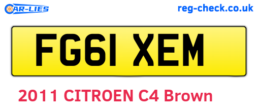 FG61XEM are the vehicle registration plates.