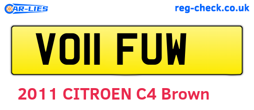 VO11FUW are the vehicle registration plates.