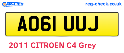 AO61UUJ are the vehicle registration plates.