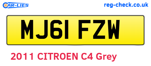 MJ61FZW are the vehicle registration plates.