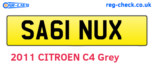 SA61NUX are the vehicle registration plates.