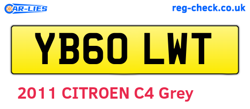 YB60LWT are the vehicle registration plates.