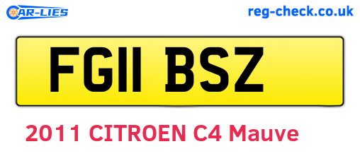 FG11BSZ are the vehicle registration plates.
