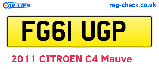 FG61UGP are the vehicle registration plates.