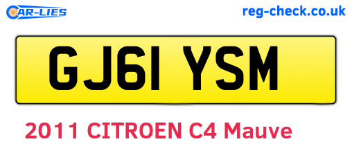 GJ61YSM are the vehicle registration plates.